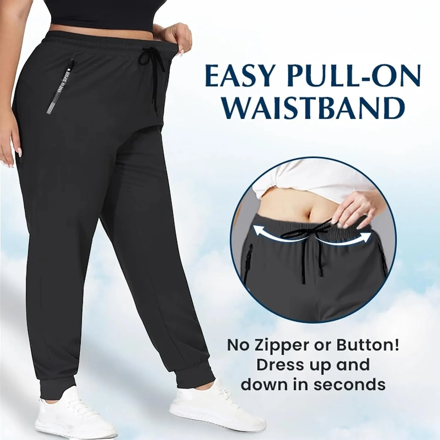 Beeswan Stretch Active - Women's Ultra Stretch Breathable Casual Quick Drying Work Glide Comfy Fit Slip On Pants Over 50
