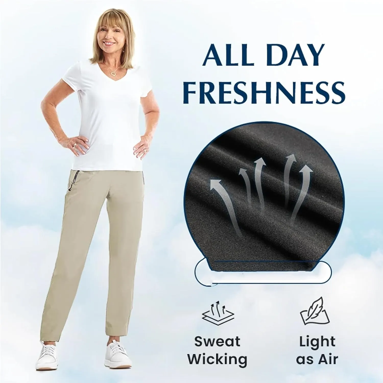 Beeswan Stretch Active - Women's Ultra Stretch Breathable Casual Quick Drying Work Glide Comfy Fit Slip On Pants Over 50