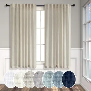 Beige Curtains 54 Inch Length for Childrens Room 2 Panel Pocket Back Tab Top Short Neutral Semi Sheer Linen Energy Efficient Cotton Curtains for Bathroom Spa Office Retro Vintage Decor 54 Long