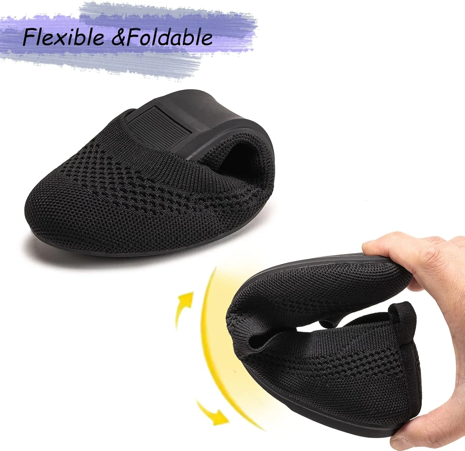 BEJINASH Ballet Flats for Women Soft Slip On Flat Shoes Knit Round Toe Work Flat Mesh Woman Walking Shoes Comfortable Casual