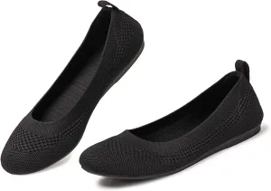 BEJINASH Ballet Flats for Women Soft Slip On Flat Shoes Knit Round Toe Work Flat Mesh Woman Walking Shoes Comfortable Casual