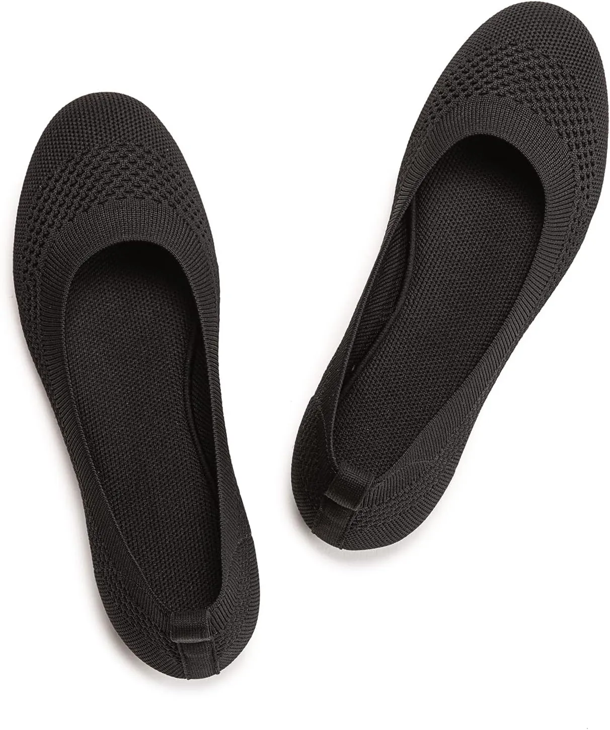 BEJINASH Ballet Flats for Women Soft Slip On Flat Shoes Knit Round Toe Work Flat Mesh Woman Walking Shoes Comfortable Casual
