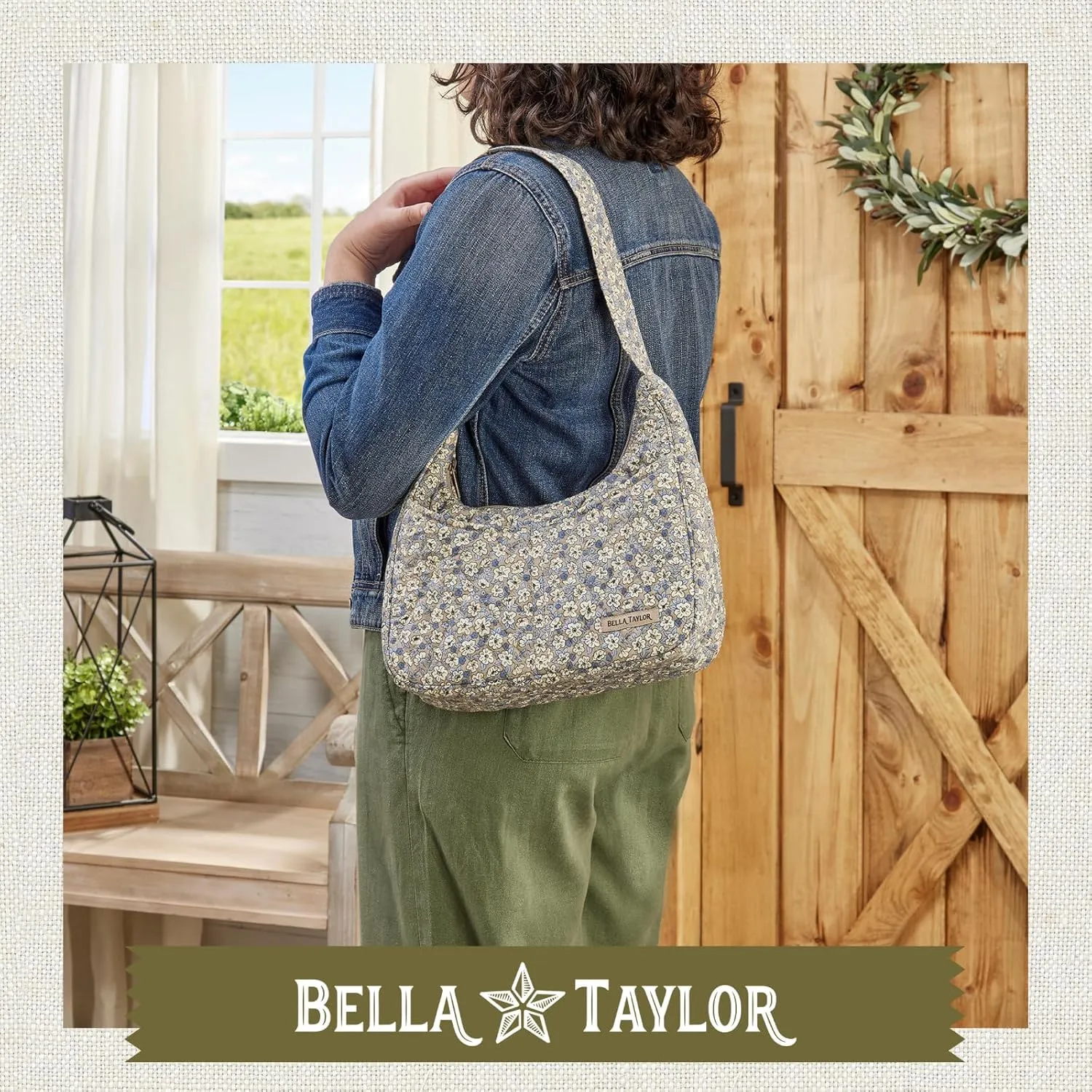 Bella Taylor Blakely - Hobo Shoulder Bag for Women - Lightweight Quilted Fabric Purse with Pockets