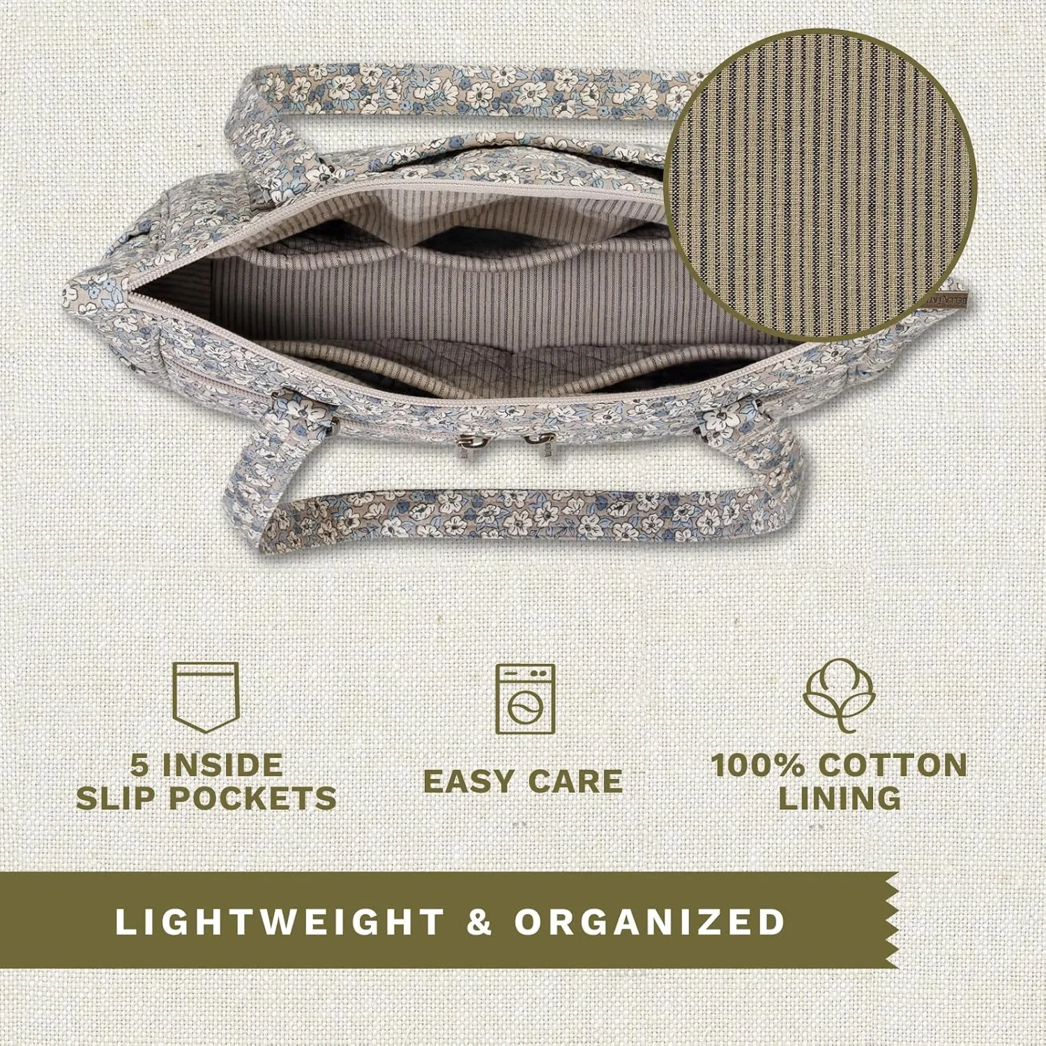 Bella Taylor Everyday Tote | Lightweight Quilted Fabric Handbags for Women