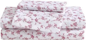 Betsey Johnson - Queen Bed Sheets, Soft & Lightweight Bedding, Fade & Wrinkle Resistant (Floral Toile Pink, Queen)