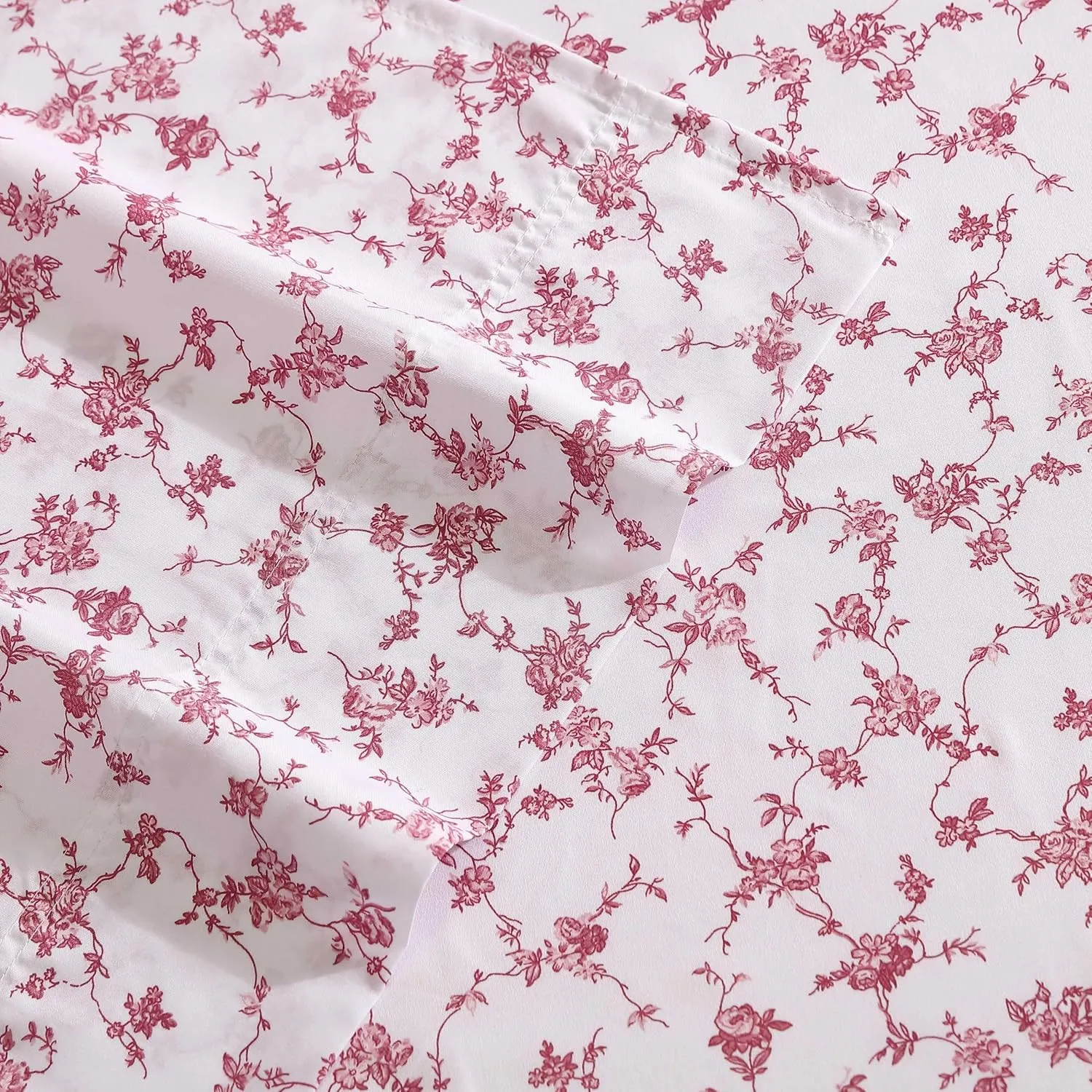 Betsey Johnson - Queen Bed Sheets, Soft & Lightweight Bedding, Fade & Wrinkle Resistant (Floral Toile Pink, Queen)