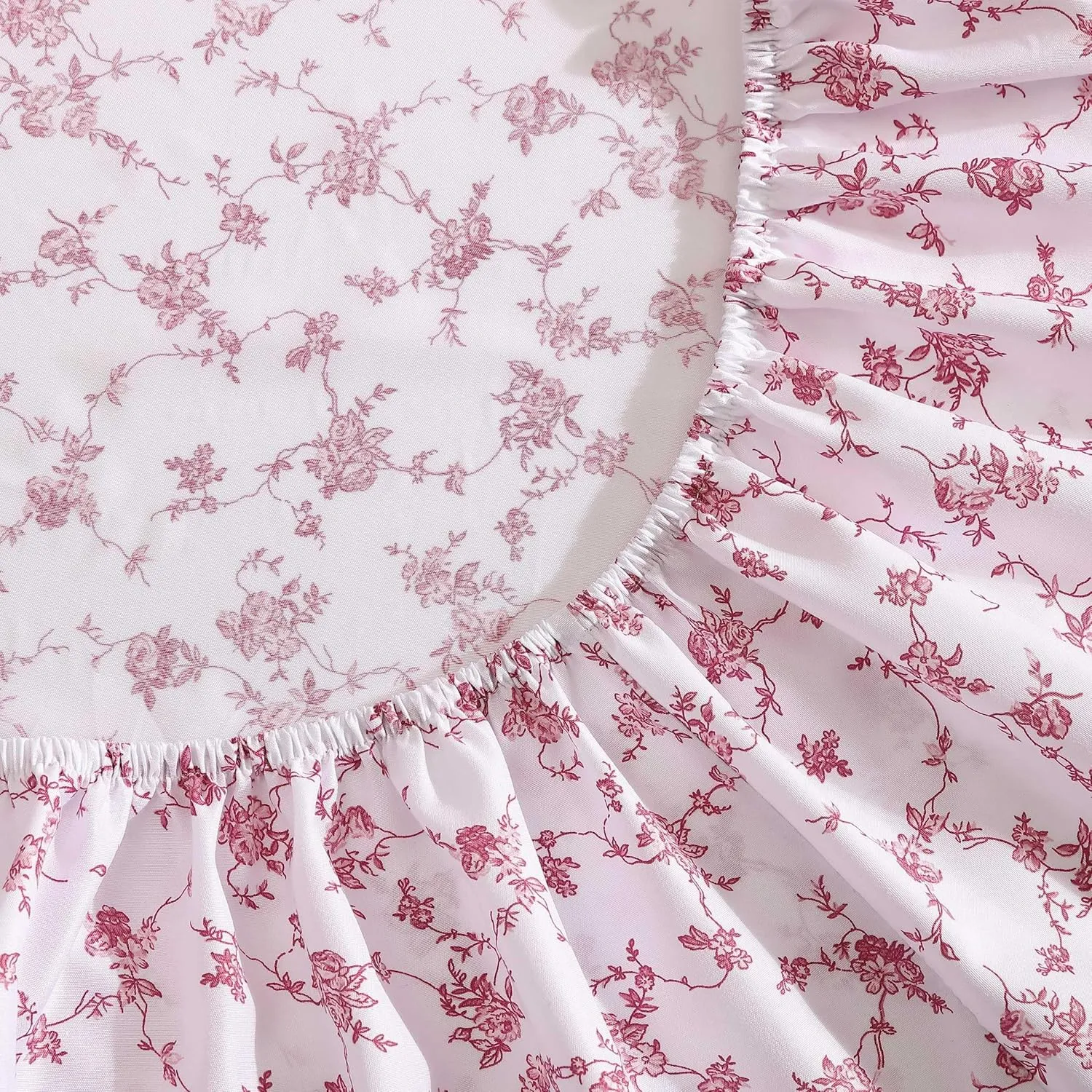 Betsey Johnson - Queen Bed Sheets, Soft & Lightweight Bedding, Fade & Wrinkle Resistant (Floral Toile Pink, Queen)