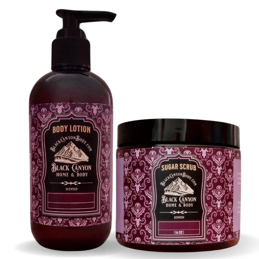 Black Canyon Red Clover & Tea Scented Body Lotion and Sugar Scrub Set, 12 Oz Lotion - 16 Oz Sugar Scrub