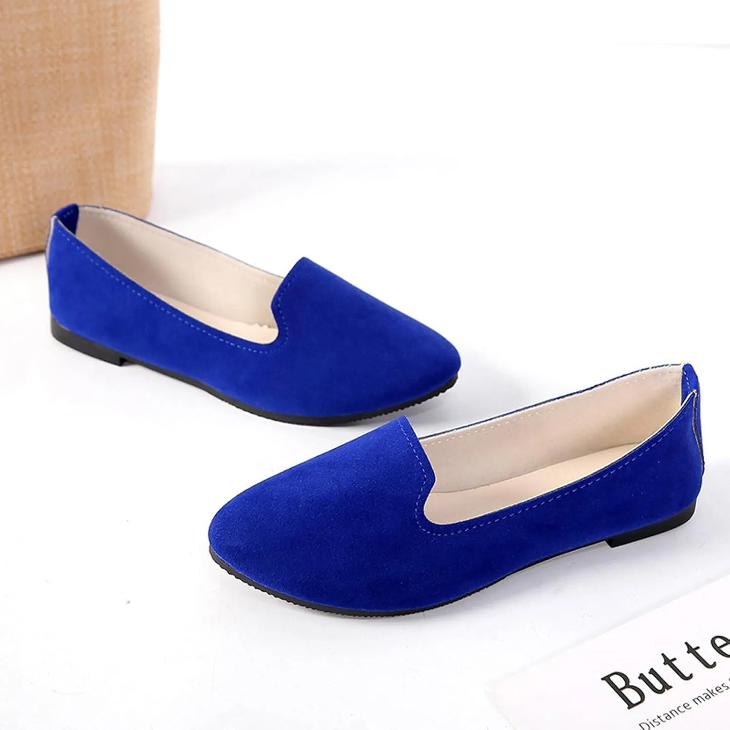 Black Flats for Women Slip on Classic Flats Comfortable Dressy Faux Suede Ballet Flats Shoes Casual Walking Flat Shoes for Women