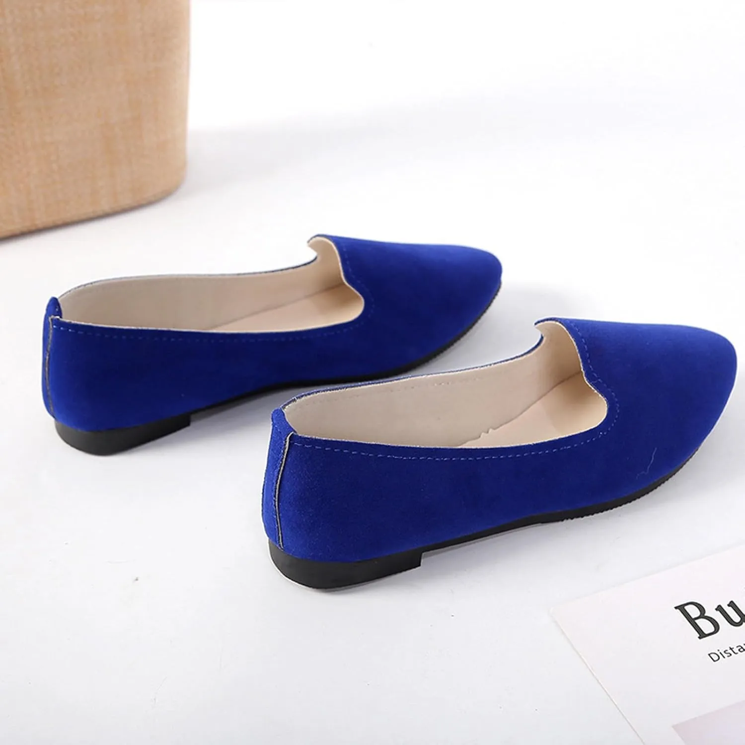 Black Flats for Women Slip on Classic Flats Comfortable Dressy Faux Suede Ballet Flats Shoes Casual Walking Flat Shoes for Women