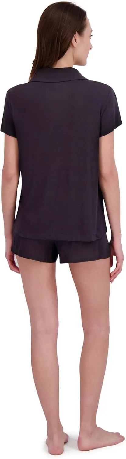 BORN Soft Modal Pajamas for Women, Short Pajama Set for Women 2 Piece with Classic Button Down Top and PJ Shorts