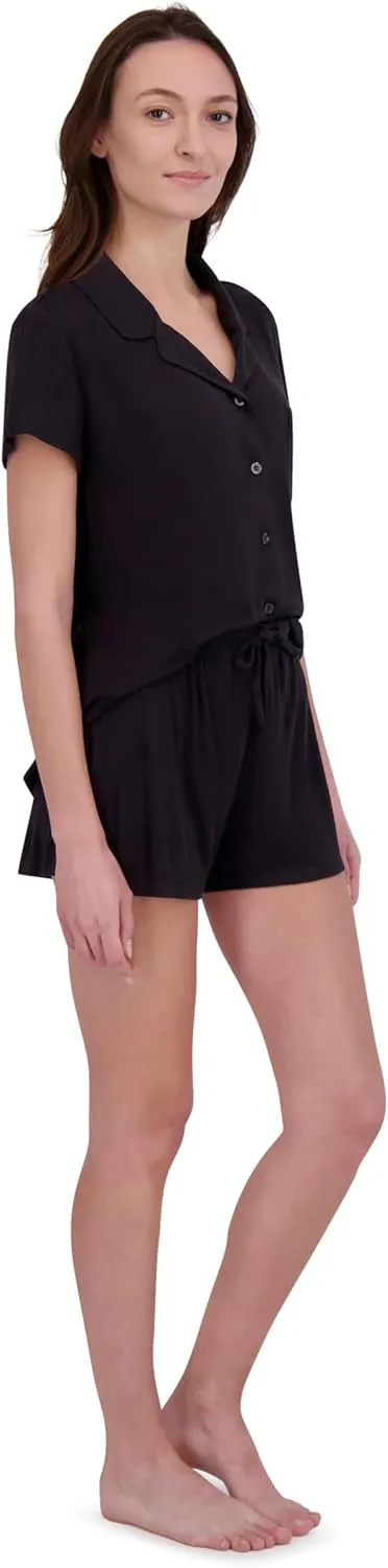BORN Soft Modal Pajamas for Women, Short Pajama Set for Women 2 Piece with Classic Button Down Top and PJ Shorts
