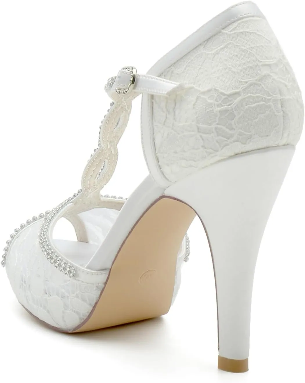 Bridal Shoes Wedding Bride High Heel Sandals Women Peep Toe Rhinestones Comfortable Platform Lace Sexy Pumps Party Shoes 10Cm