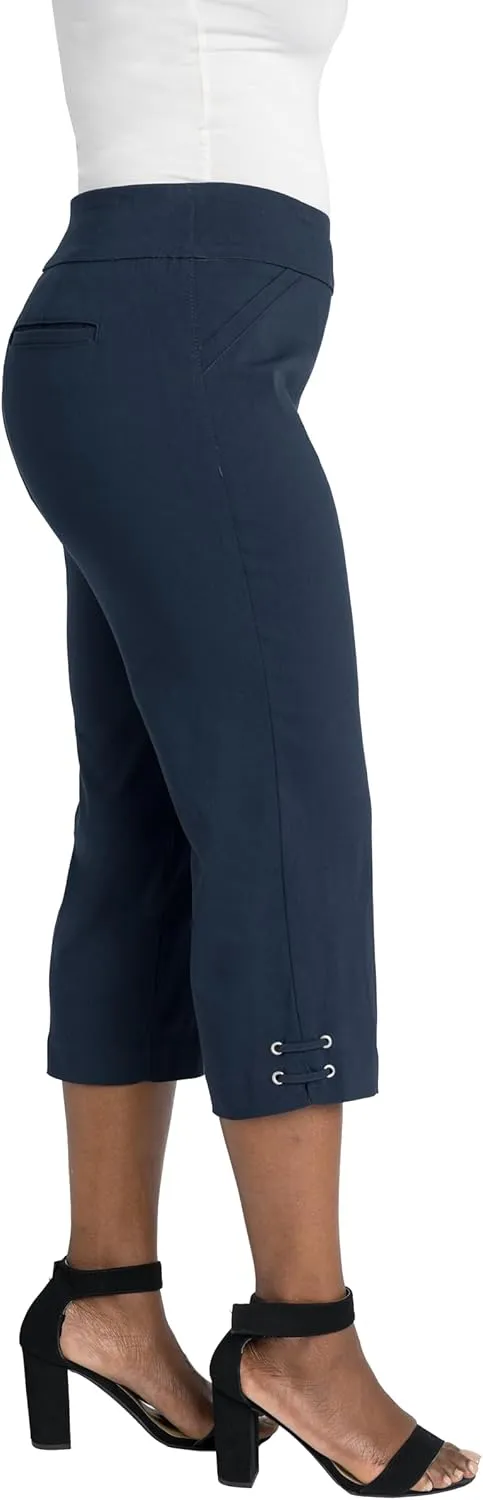 Briggs New York Women's Pull on Lace Up Hem Capri