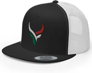 Bull Head Mexican Cowboy Trucker Hat | Flat Bill High Crown Adjustable | Country Mexico Western Ranch Cap