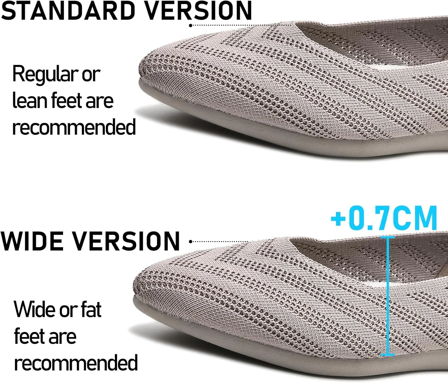 Buyrew Women's Flats Pointed Toe Ballet Shoes Knit Dress Shoes Low Wedge Slip On Arch Support Walking Office Business Flats