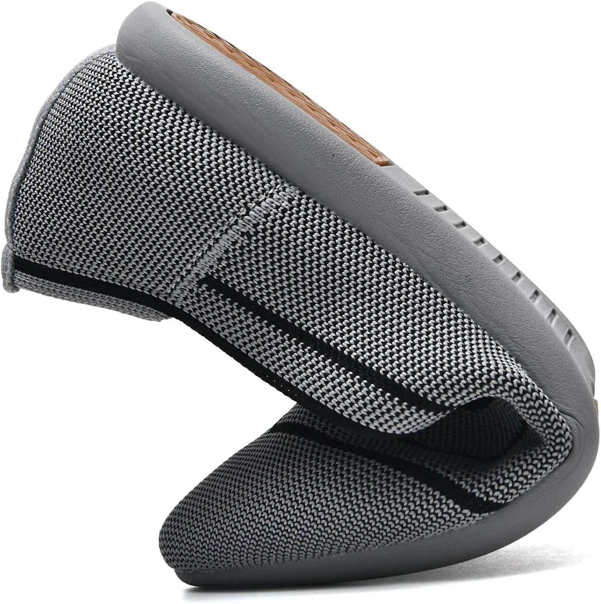 Buyrew Women's Flats Pointed Toe Ballet Shoes Knit Dress Shoes Low Wedge Slip On Arch Support Walking Office Business Flats