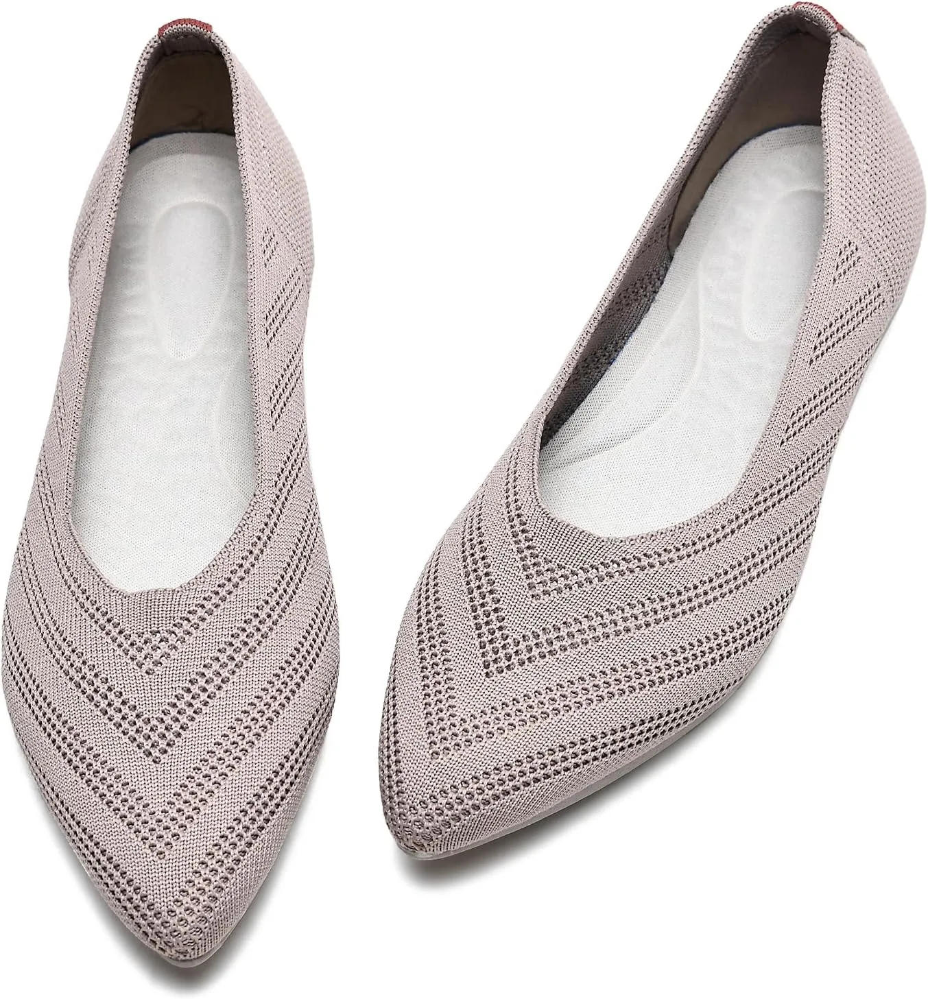 Buyrew Women's Flats Pointed Toe Ballet Shoes Knit Dress Shoes Low Wedge Slip On Arch Support Walking Office Business Flats