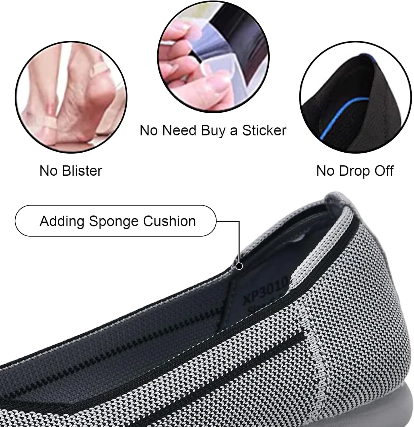 Buyrew Women's Flats Pointed Toe Ballet Shoes Knit Dress Shoes Low Wedge Slip On Arch Support Walking Office Business Flats