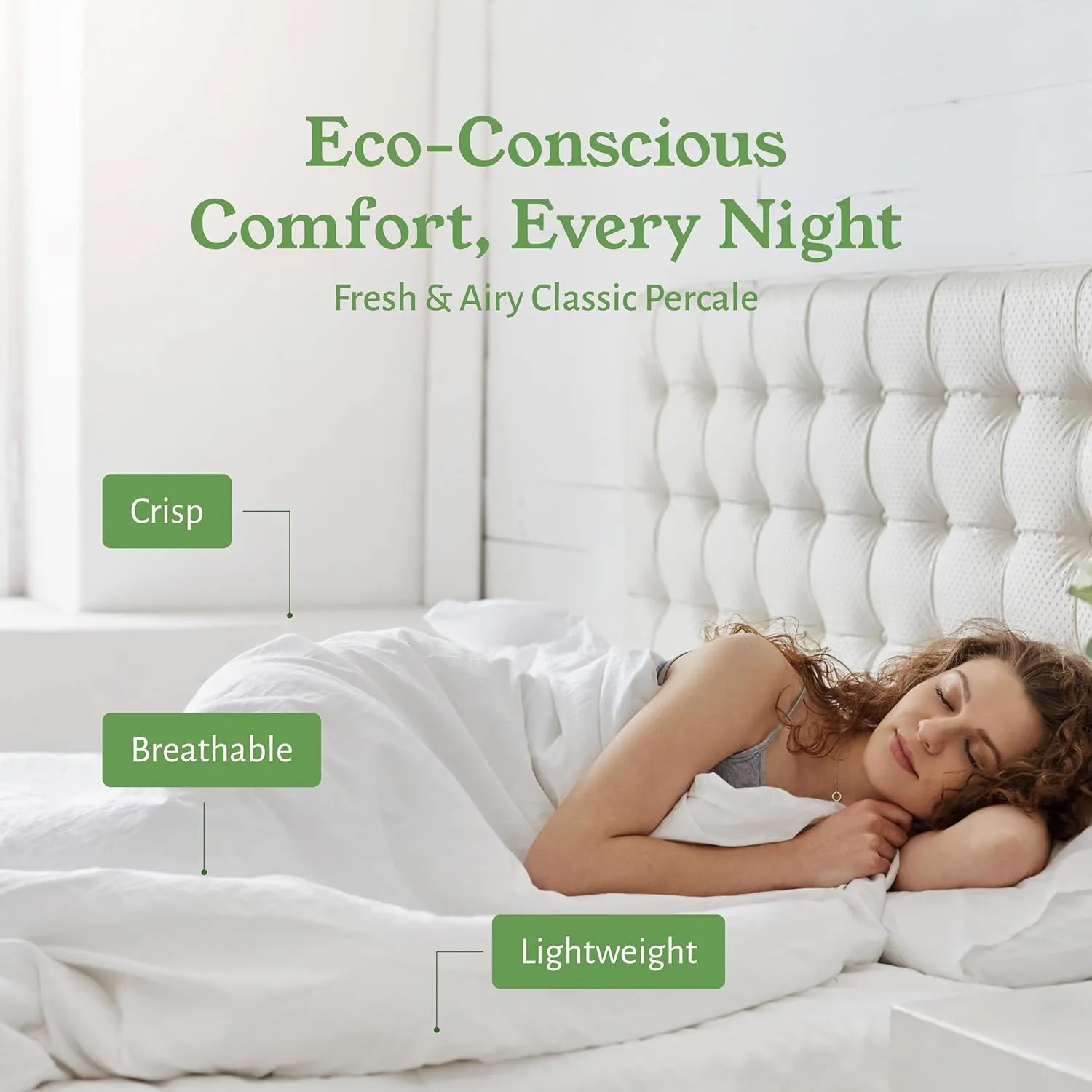 California Design Den Queen Sheet Set - Soft 100% Organic Cotton Sheets with Deep Pockets, Crisp Percale, Breathable and Durable Bedding Set - White