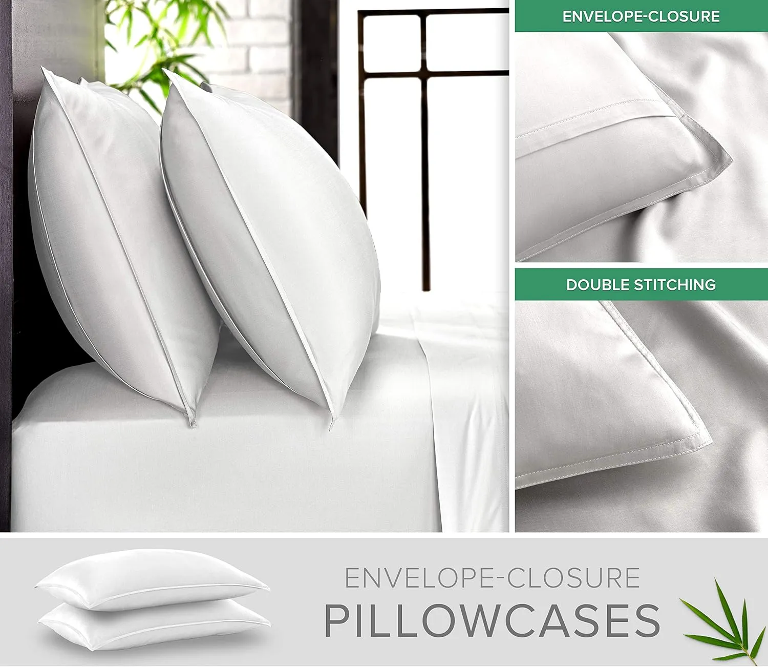 California King Sheets by Pure Bamboo, Genuine 100% Organic Viscose Derived from Bamboo Bed Sheet Set, Soft & Cooling, Double Stitching, Lifetime Quality Promise (California King, White)