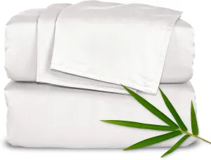 California King Sheets by Pure Bamboo, Genuine 100% Organic Viscose Derived from Bamboo Bed Sheet Set, Soft & Cooling, Double Stitching, Lifetime Quality Promise (California King, White)