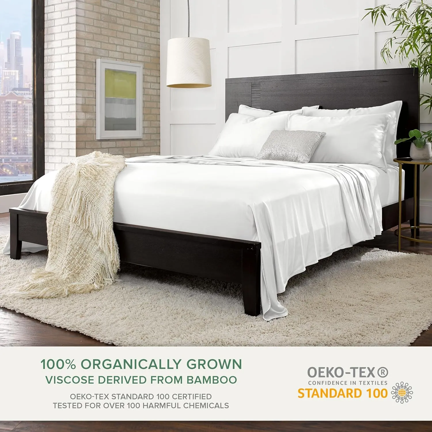 California King Sheets by Pure Bamboo, Genuine 100% Organic Viscose Derived from Bamboo Bed Sheet Set, Soft & Cooling, Double Stitching, Lifetime Quality Promise (California King, White)