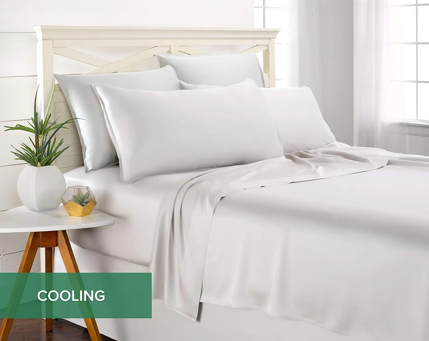 California King Sheets by Pure Bamboo, Genuine 100% Organic Viscose Derived from Bamboo Bed Sheet Set, Soft & Cooling, Double Stitching, Lifetime Quality Promise (California King, White)