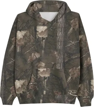Camo Fleece Hoodie For Men Women Long Sleeve Drop Shoulder Oversized Hooded Sweatshirt Pullover With Pocket