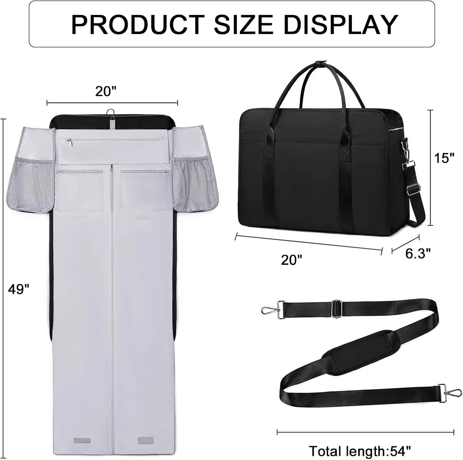 CAMTOP Garment Bags for Travel, Convertible Garment Duffle Bag for Women Men, Carry on Garment Bag Travel Duffel Bag