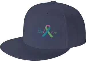 Cancer Believe Metastatic Breast Cancer Blue Pink Green Ribbon Fashion Flat Cap Adujstable Men Women Baseball Caps Outdoor