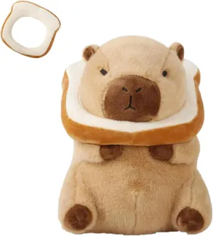 Capybara Plush with Wearable Toast Headgear, Cute Capybara Stuffed Animal Plush Toy, Gift Birthday Decorations for Girls and Boys