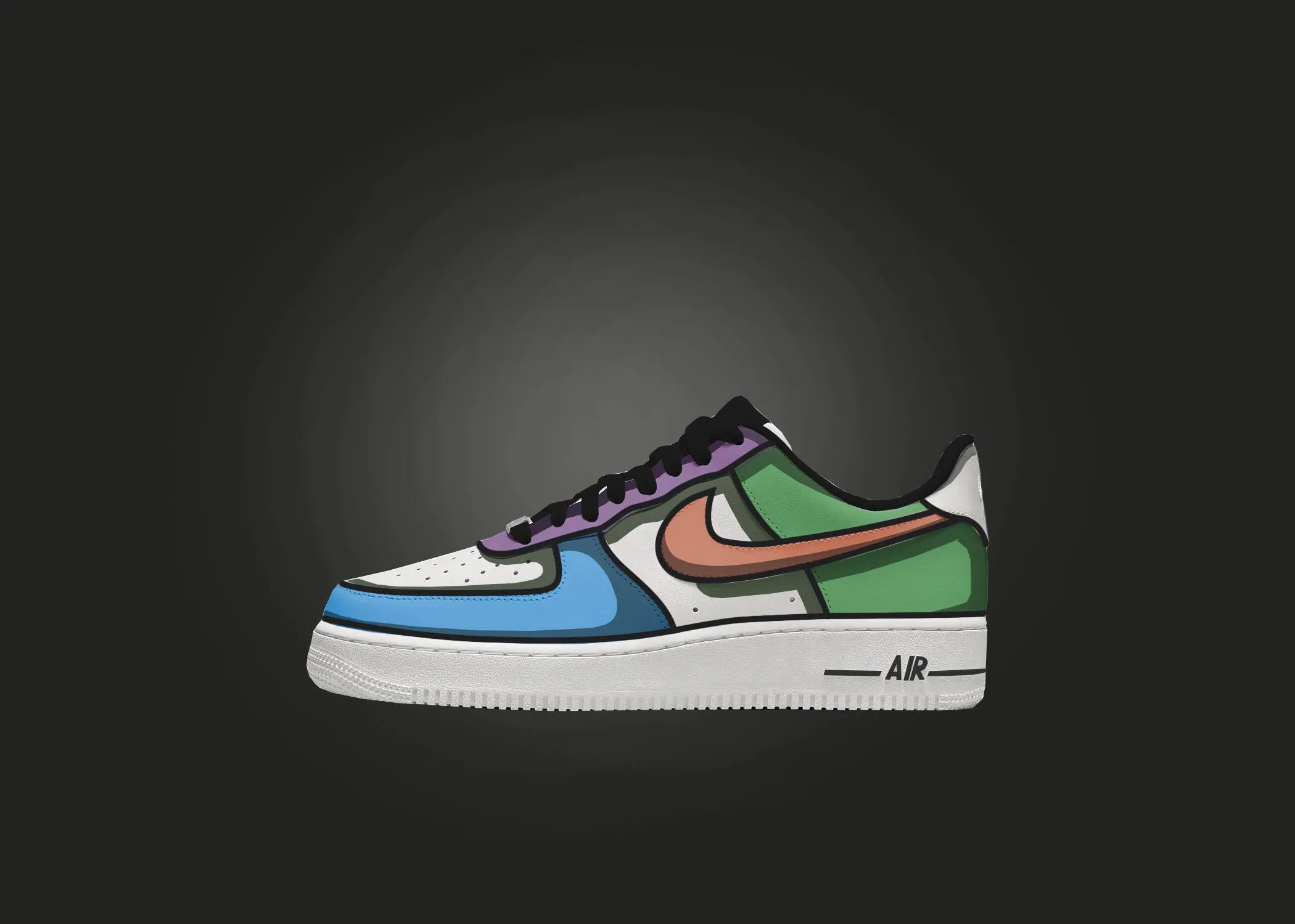 Cartoon Shade Blue Color Mix - Custom Air Force 1s