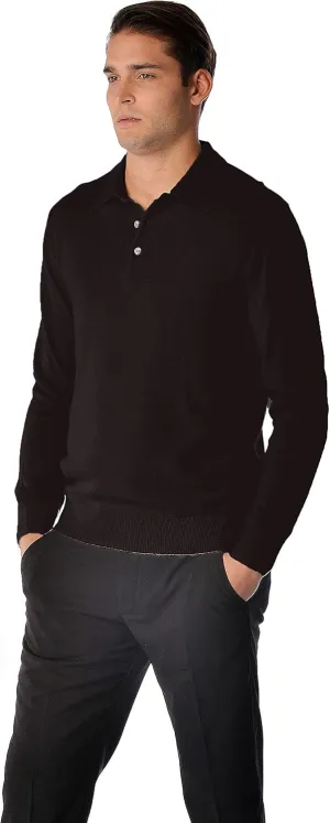 Cashmere Boutique 100% Pure Cashmere Polo Pullover Sweater for Men – Polo Neck, Long Sleeve, Lightweight, Soft & Warm Sweater