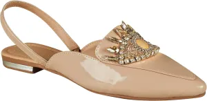 CASTALIA Flat Mules for Women, Slip on Loafers for Women Shoes. Stylish, Comfortable Womens Loafers/Flats with Rhinestones.