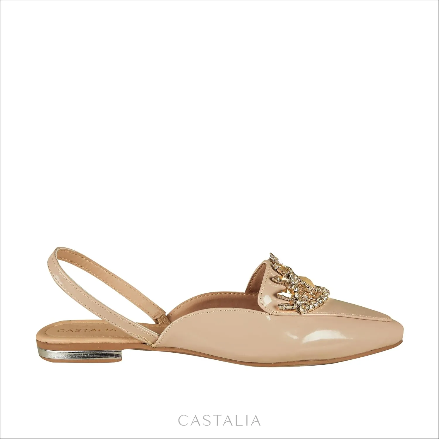 CASTALIA Flat Mules for Women, Slip on Loafers for Women Shoes. Stylish, Comfortable Womens Loafers/Flats with Rhinestones.