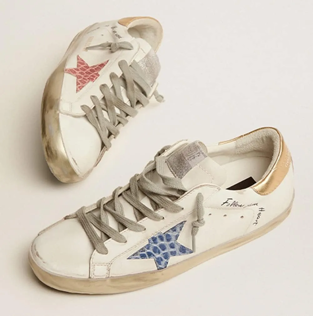 Casual Sneakers for Women Classic Retro Flat Trainers Comfortable Leather Lace-up Sport Shoes