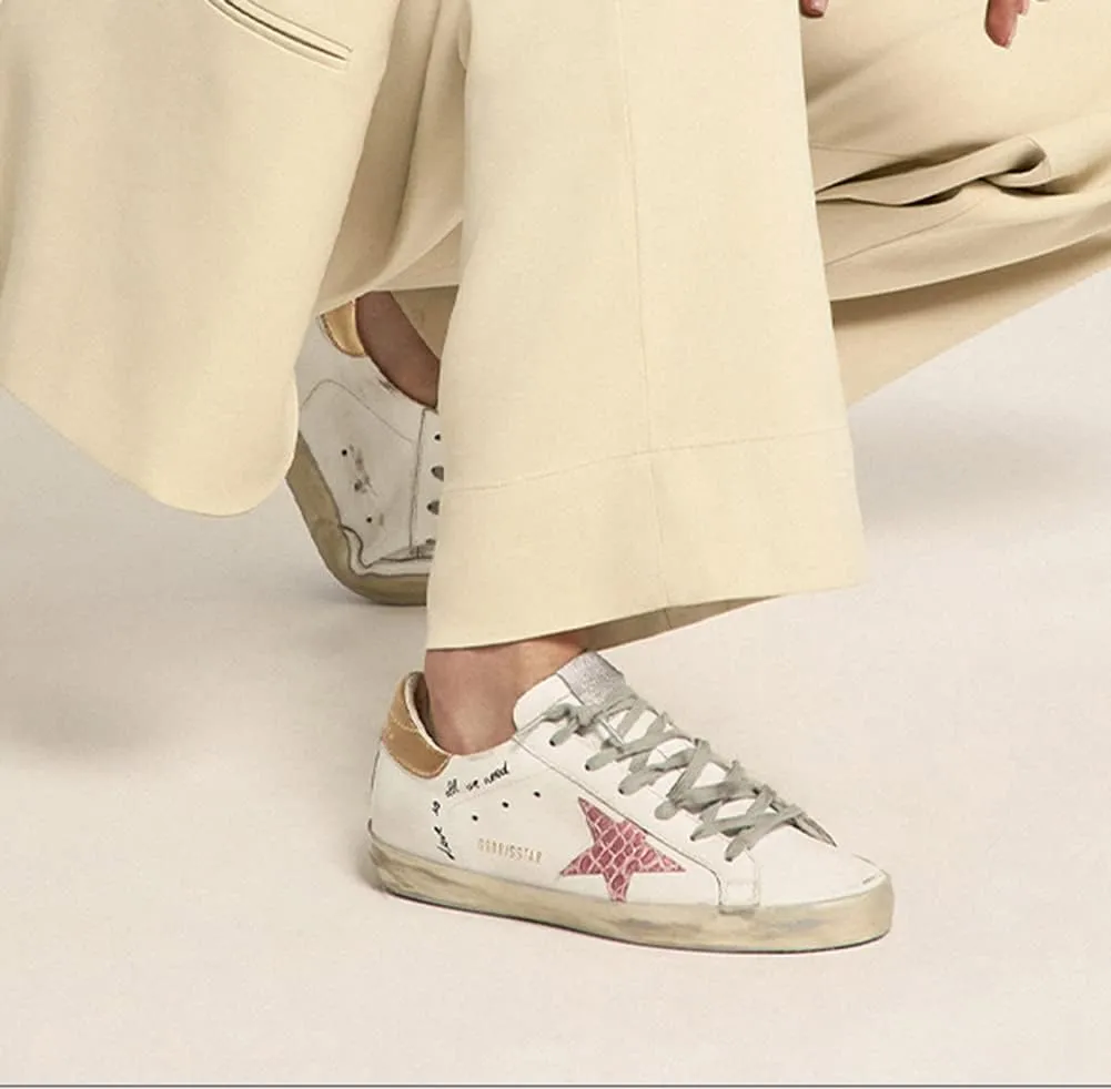 Casual Sneakers for Women Classic Retro Flat Trainers Comfortable Leather Lace-up Sport Shoes