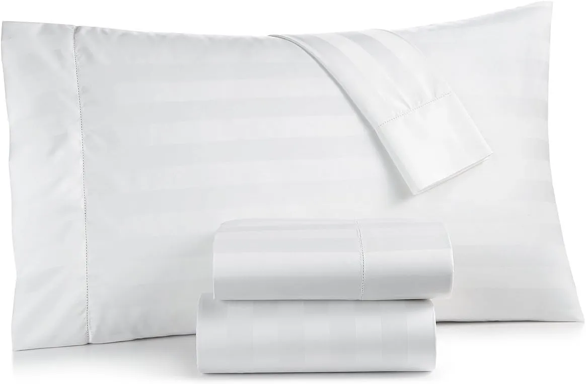 Charter Club Damask Stripe King 4-Pc Sheet Set, 550 Thread Count Pure Supima Cotton (White)