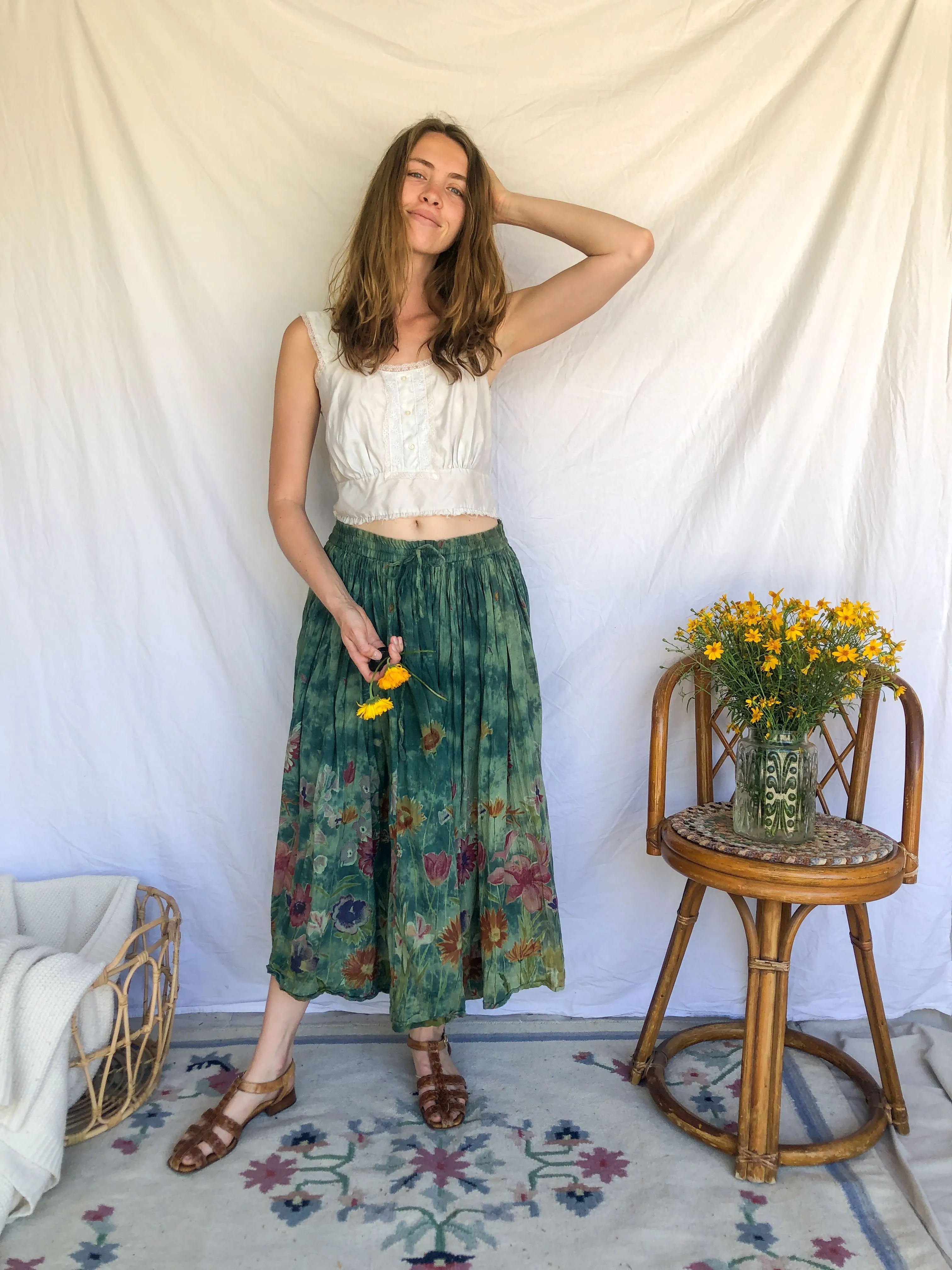 Chestnut Super Soft Floral Skirt