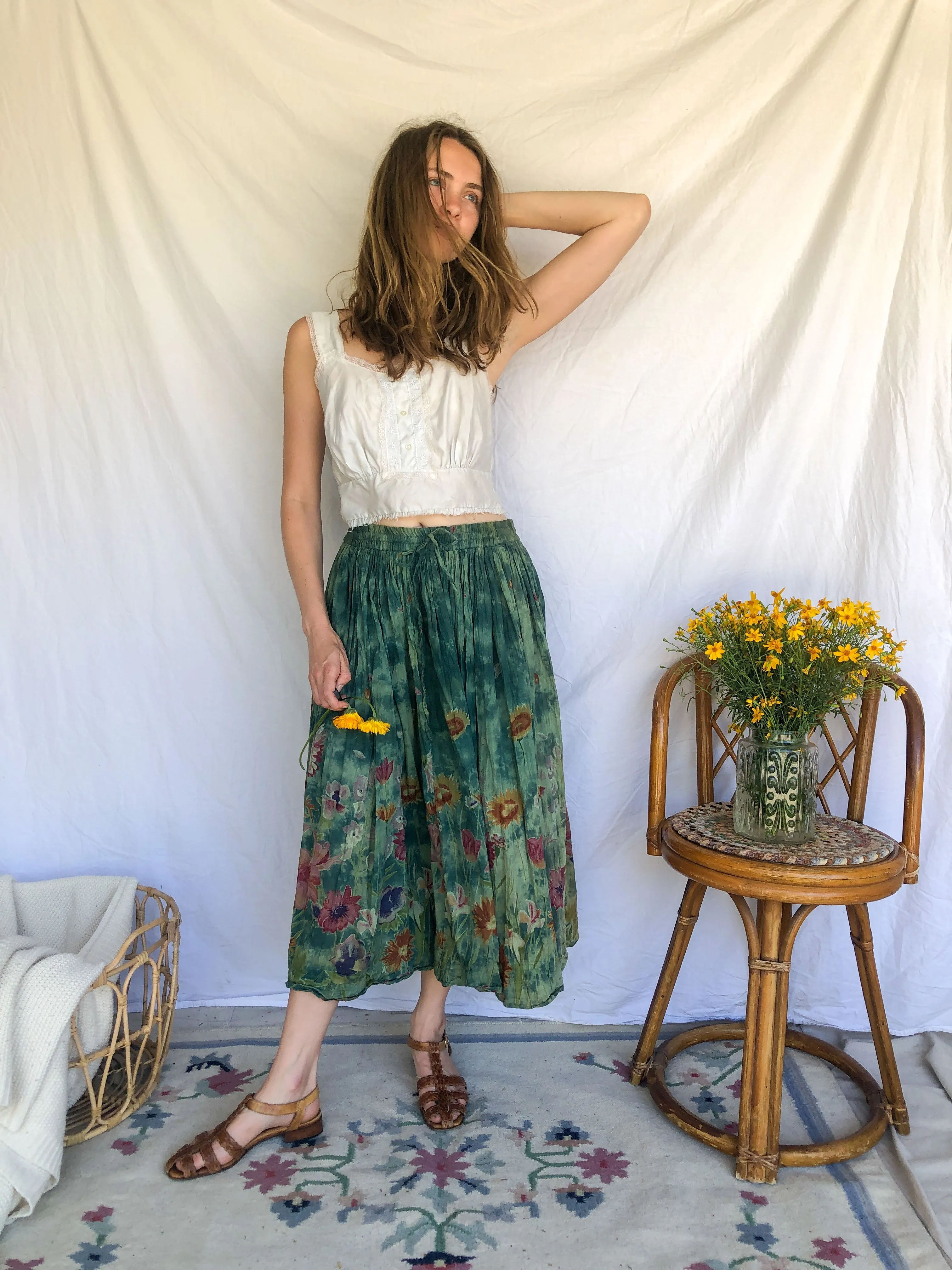 Chestnut Super Soft Floral Skirt