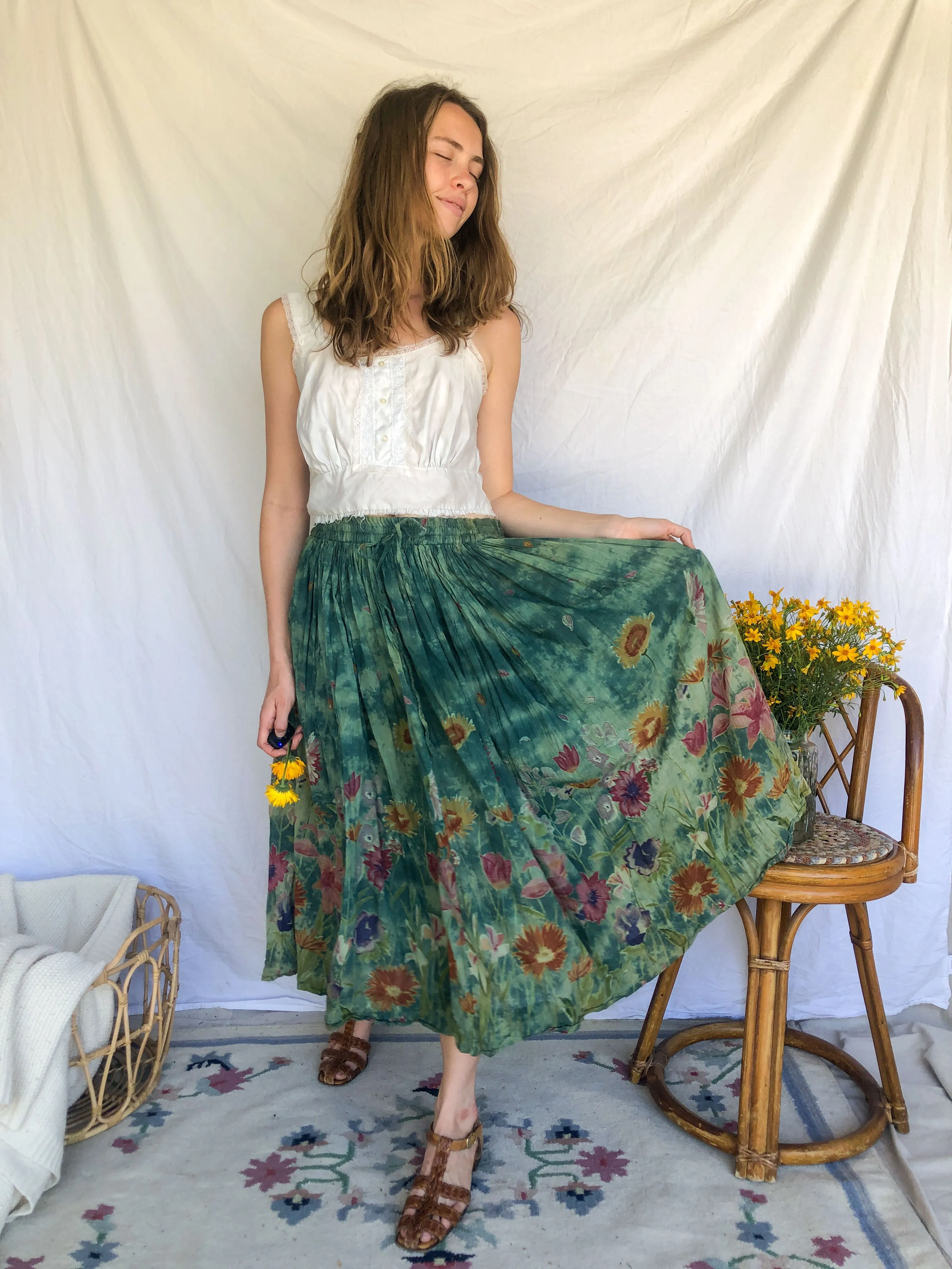 Chestnut Super Soft Floral Skirt