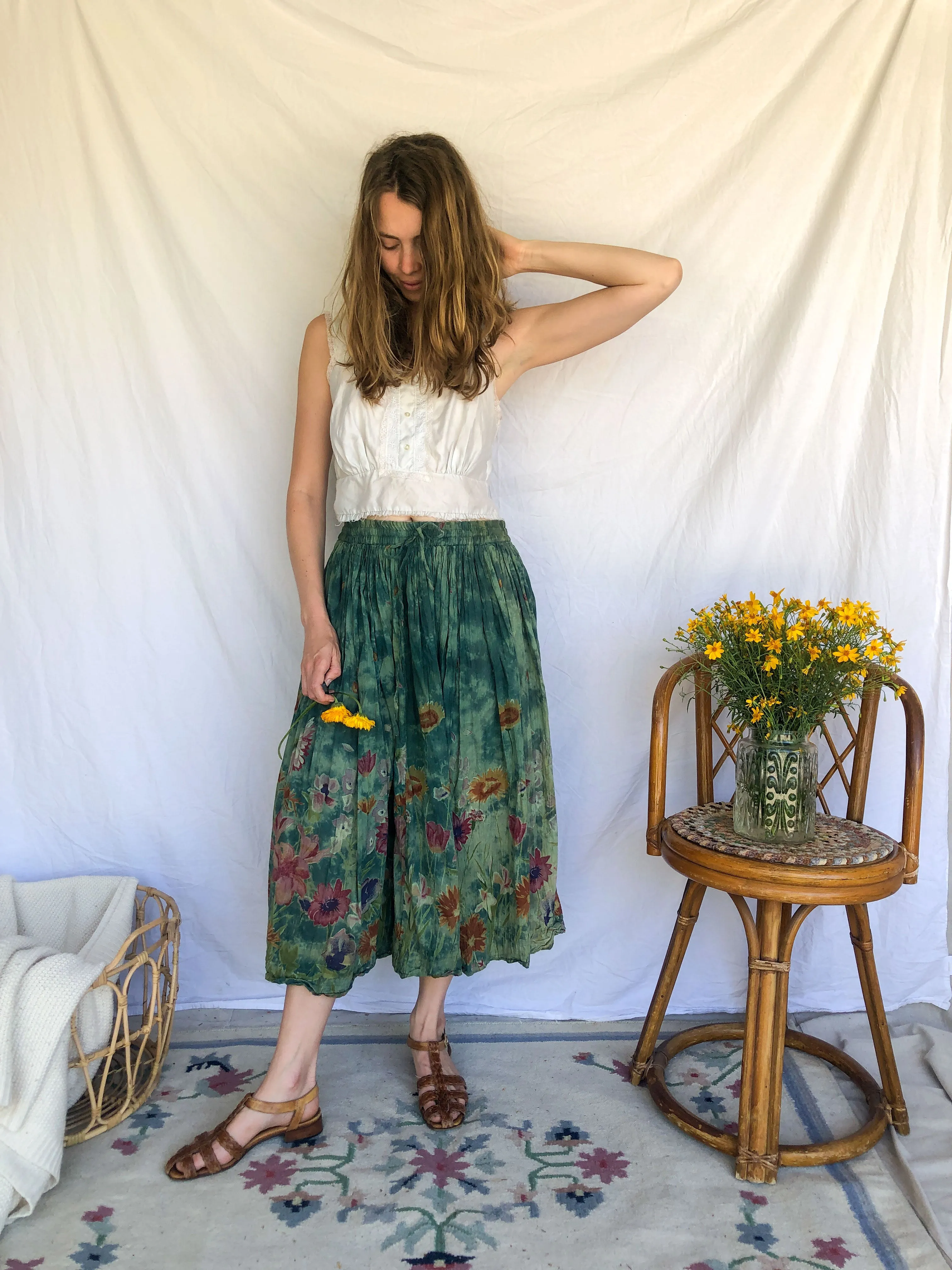 Chestnut Super Soft Floral Skirt