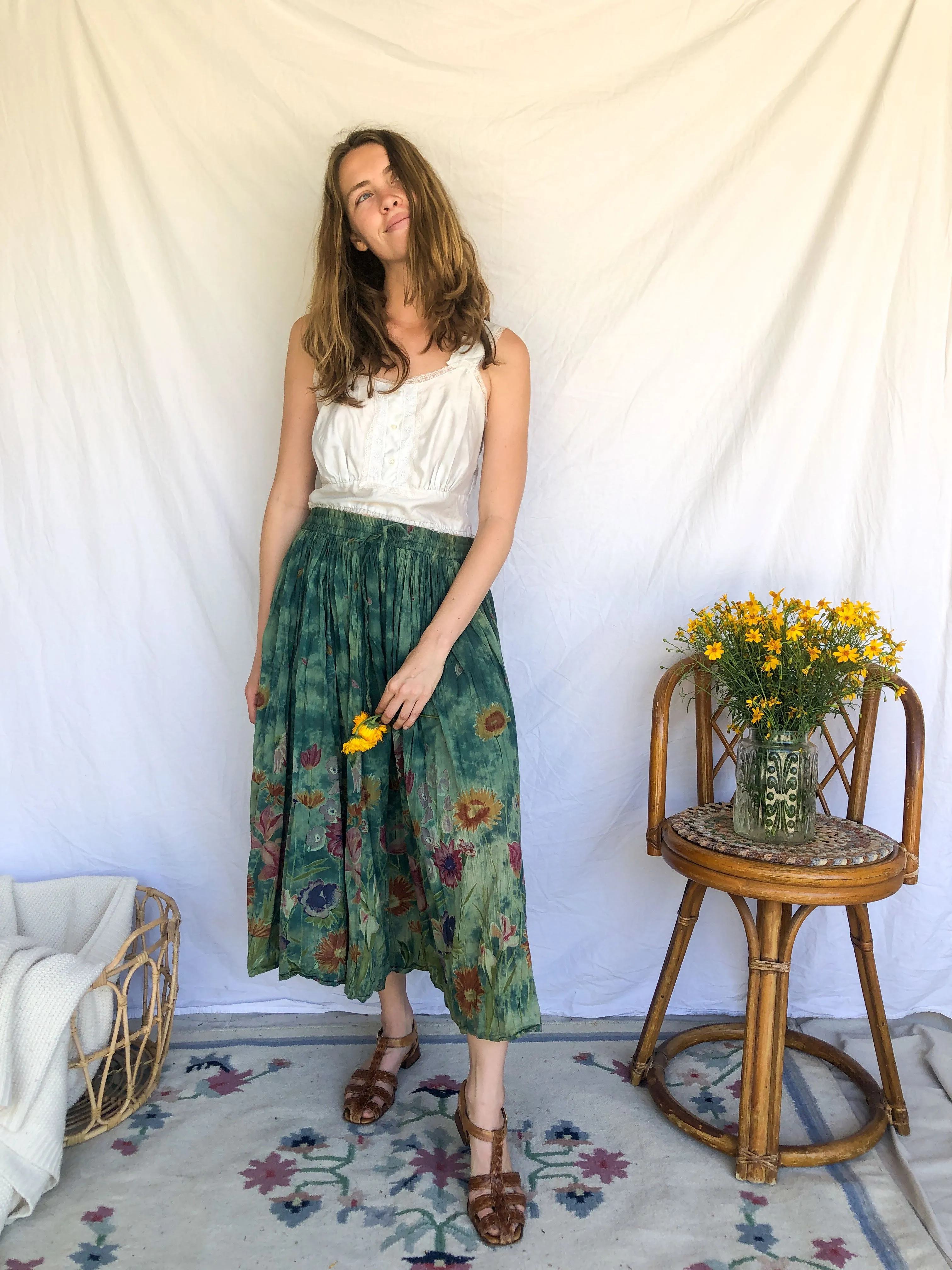 Chestnut Super Soft Floral Skirt