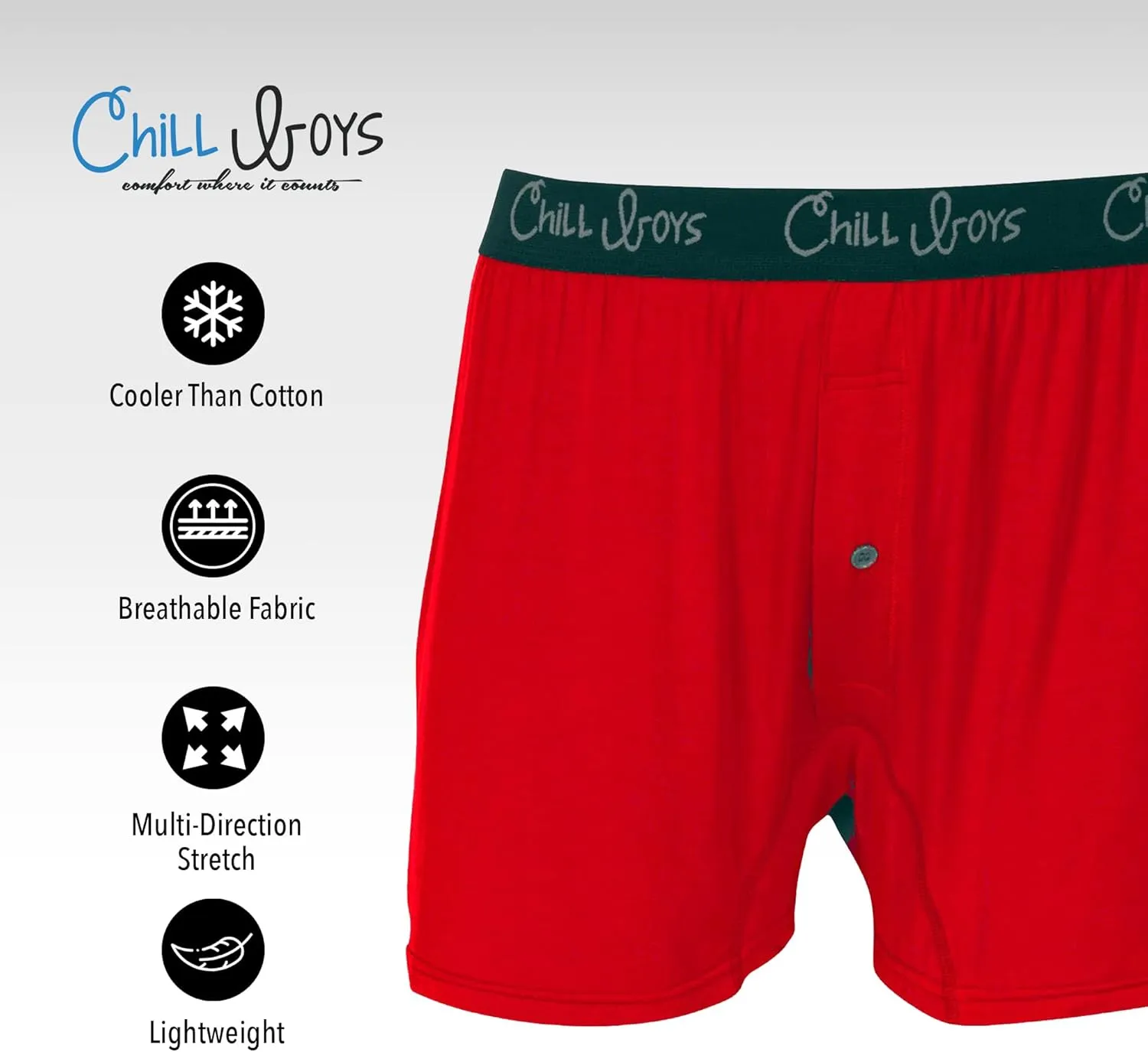 Chill Boys Viscose from Bamboo Boxers for Men - Cool Comfortable, Soft Breathable Men's Underwear - Boxer Shorts