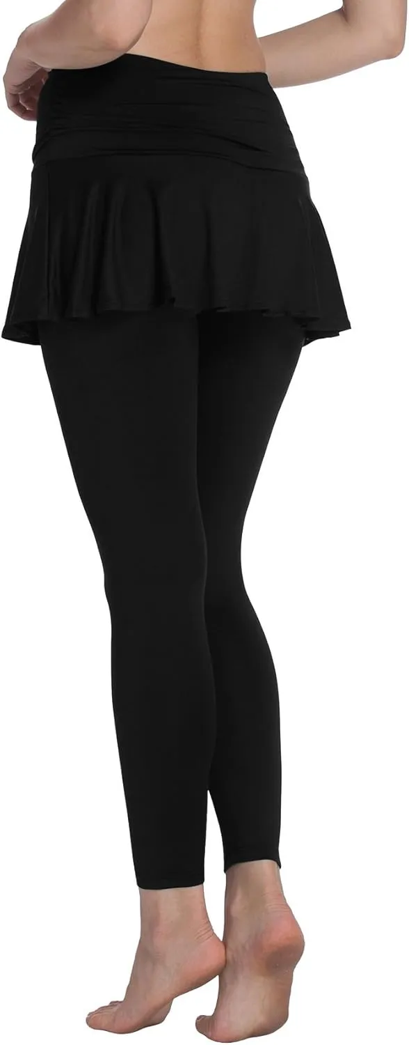 ChinFun Women's Sports Skirted Leggings Yoga Skirts Spandex Tights Athletic Tennis Skorts Gym Active Running Bottoms