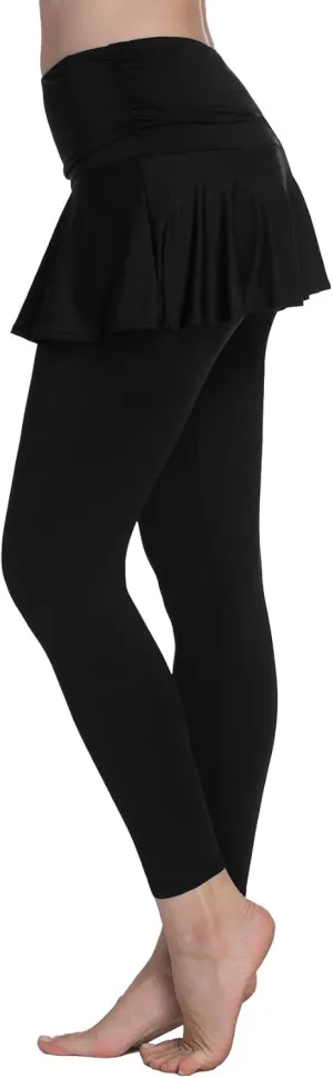 ChinFun Women's Sports Skirted Leggings Yoga Skirts Spandex Tights Athletic Tennis Skorts Gym Active Running Bottoms