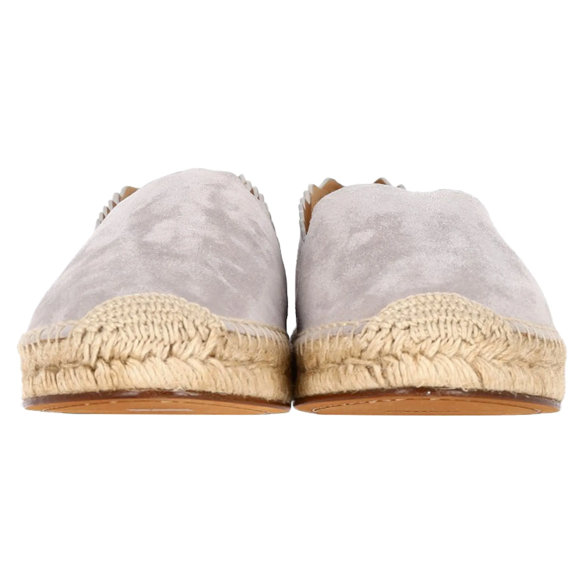 Chloé Scalloped Espadrille Round-Toe Flats in Grey Suede