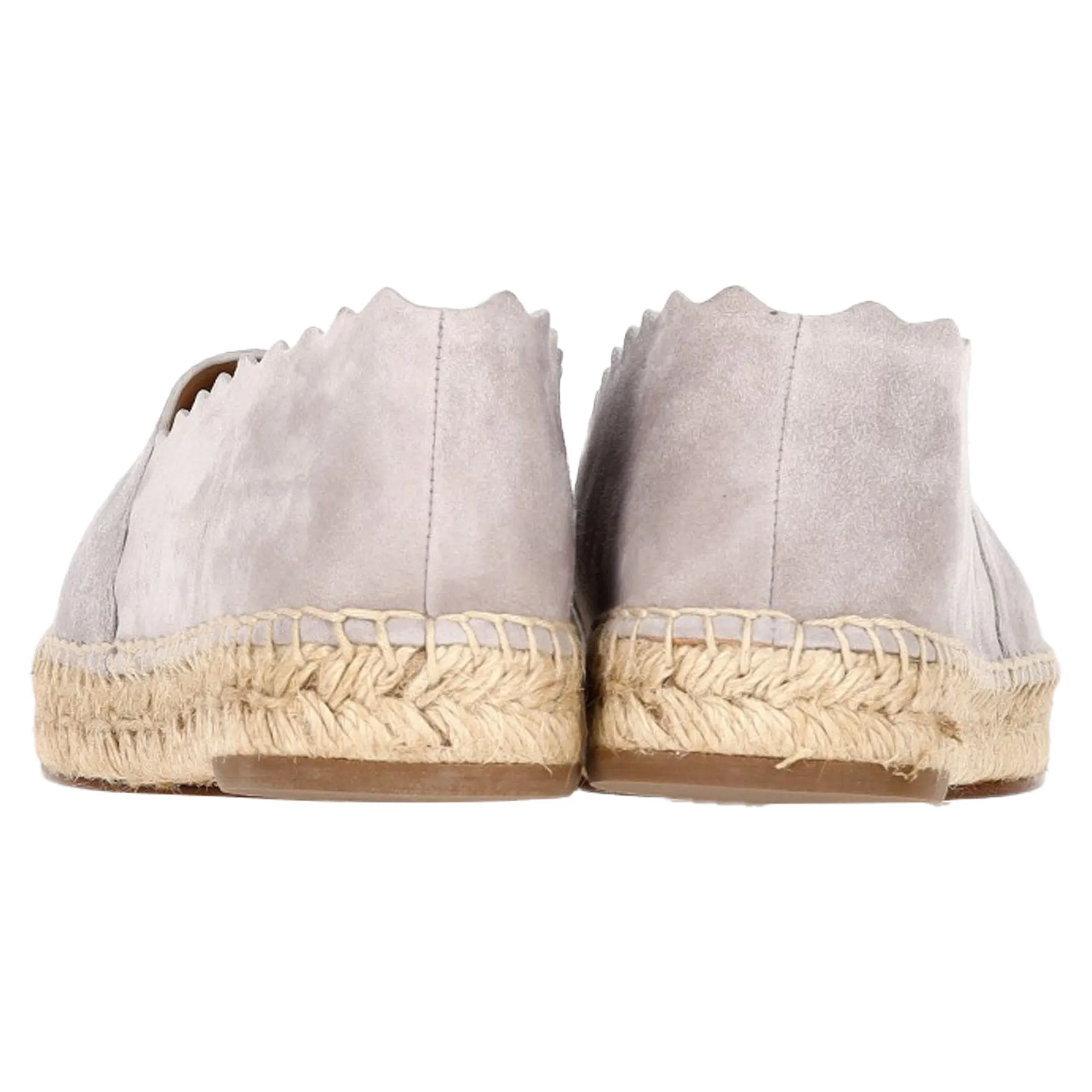 Chloé Scalloped Espadrille Round-Toe Flats in Grey Suede