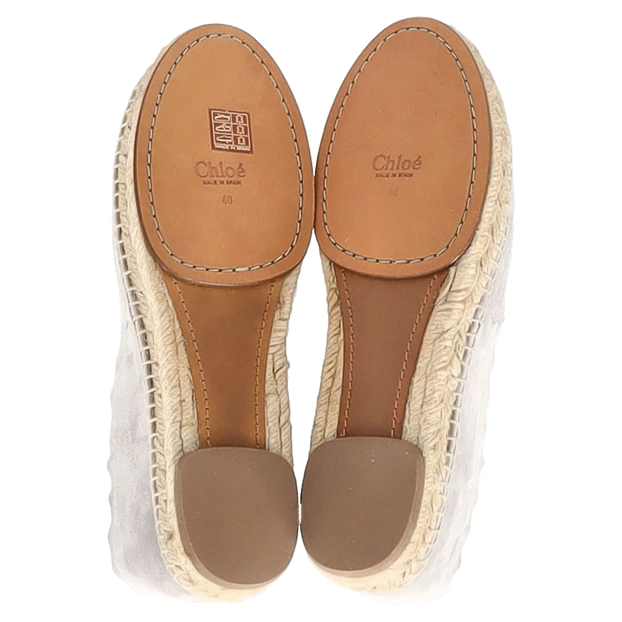 Chloé Scalloped Espadrille Round-Toe Flats in Grey Suede